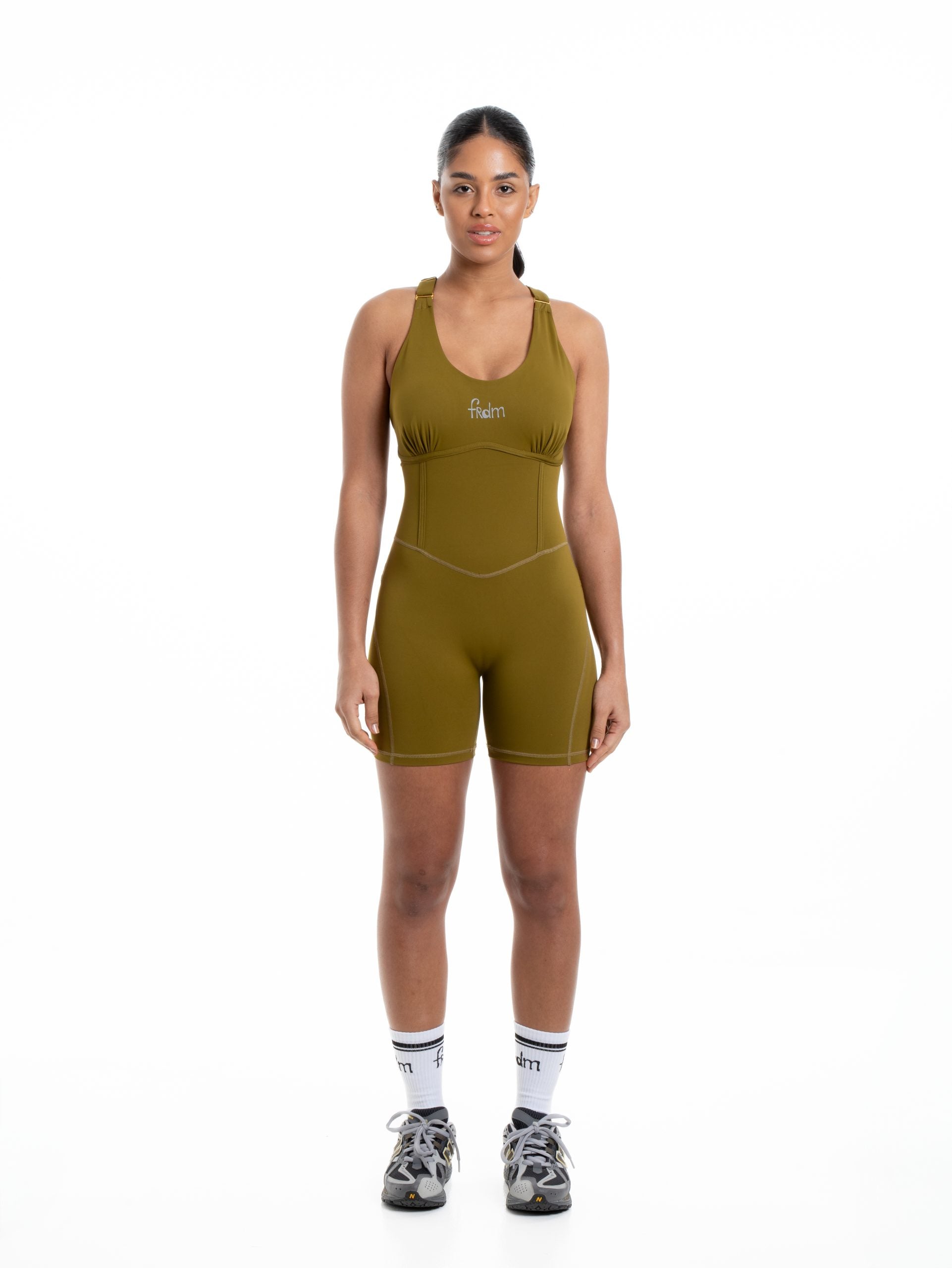 Playful Romper - Olive — L   — FRDM Wellness women’s yoga wear & athleisure