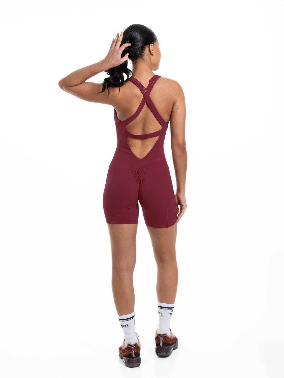 Playful Romper - Oxblood — FRDM Wellness women’s yoga wear & athleisure